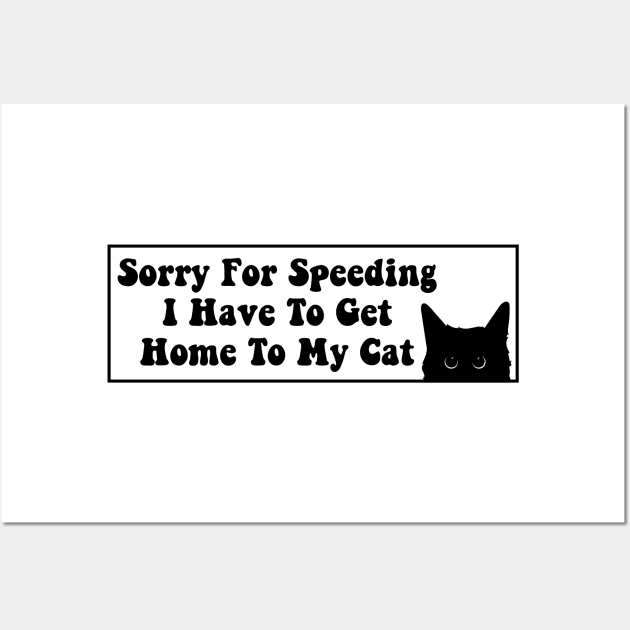 Sorry For Speeding I Have To Get Home To My Cat, Funny Cat Bumper Wall Art by yass-art